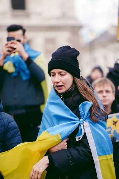 Parliament Square Londres Reino Unido 2022 Protesta Del Pueblo Ucraniano — Foto de Stock