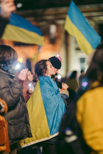 Trafalgar Meydanı Londra 124 Ngiltere 2022 Ukrayna Halkı Protesto Etti — Stok fotoğraf