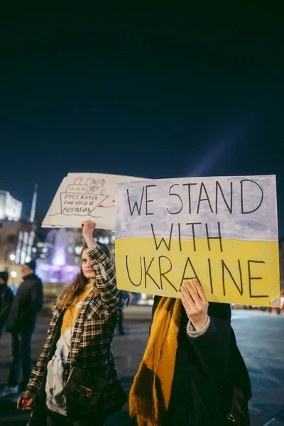 Trafalgar Tér London Egyesült Királyság 2022 Ukrán Nép Tiltakozik Ezrek — Stock Fotó