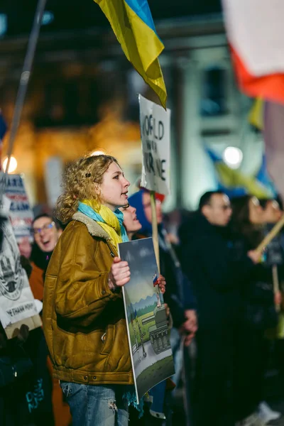 Trafalgar Meydanı Londra 124 Ngiltere 2022 Ukrayna Halkı Protesto Ediyor — Stok fotoğraf