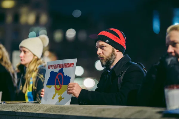 Trafalgar Square Londres 2022 Manifestation Populaire Ukrainienne Des Milliers Personnes — Photo