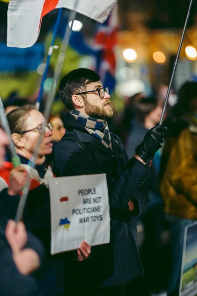 Trafalgar Square Londres Reino Unido 2022 Protesto Povo Ucraniano Milhares — Fotografia de Stock