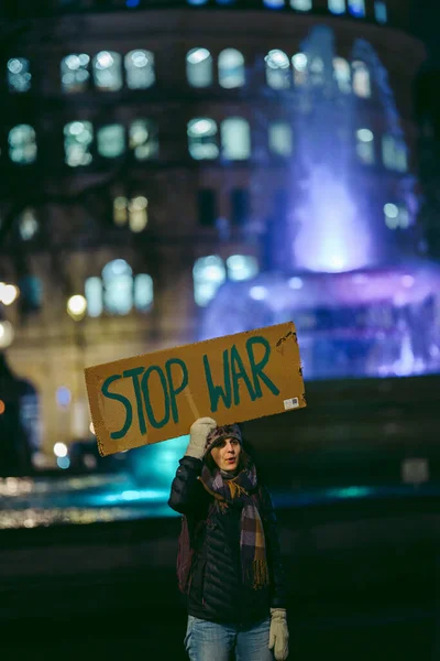 Trafalgar Square Londres 2022 Protesta Del Pueblo Ucraniano Miles Personas — Foto de Stock