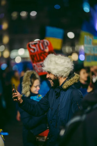 Trafalgar Square Londres 2022 Protesta Del Pueblo Ucraniano Miles Personas — Foto de Stock