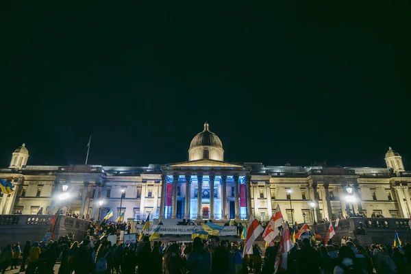 Trafalgar Square London 2022 Ukrainian People Protest Thousands Gather Demand — Stock Photo, Image