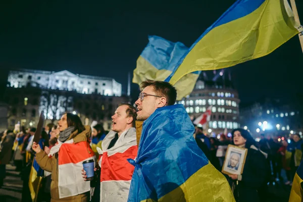 Trafalgar Meydanı Londra 124 Ngiltere 2022 Ukrayna Halkı Protesto Etti — Stok fotoğraf