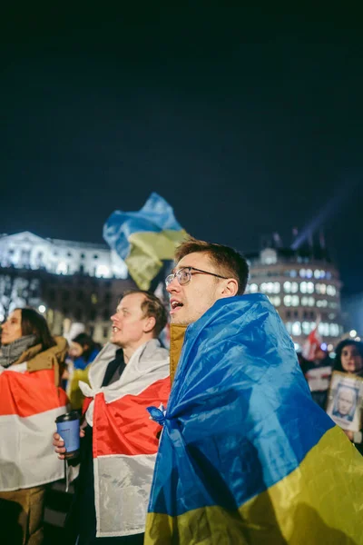 Trafalgar Square Londres 2022 Manifestation Populaire Ukrainienne Des Milliers Personnes — Photo