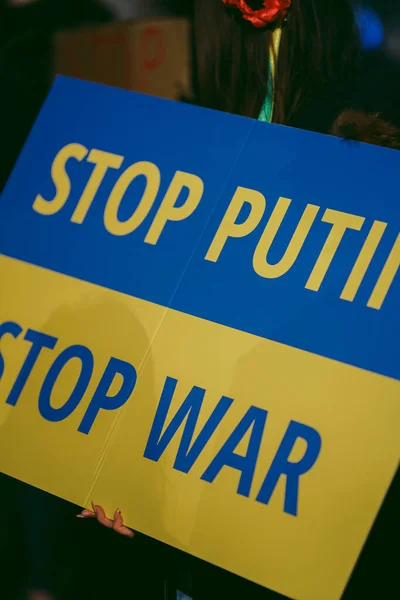 Trafalgar Square London Storbritannien 2022 Ukrainska Folket Protesterar Tusentals Samlas — Stockfoto