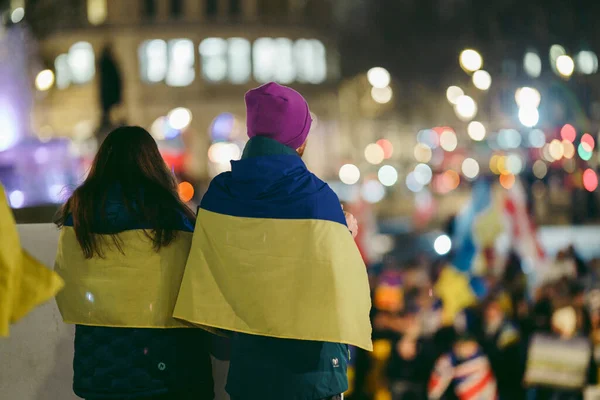 Trafalgar Meydanı Londra 124 Ngiltere 2022 Ukrayna Halkı Protesto Etti — Stok fotoğraf
