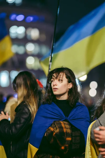 Trafalgar Square Londra Mbh 2022 Protestano Gli Ucraini Migliaia Riuniscono — Foto Stock