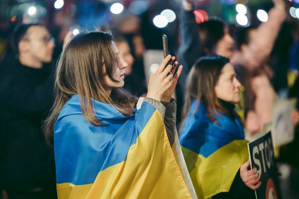 Trafalgar Square London 2022 Ukrainian People Protest Thousands Gather Demand — ストック写真