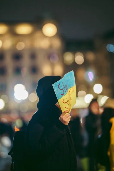 Trafalgar Square London 2022 Ukrainian People Protest Thousands Gather Demand — ストック写真