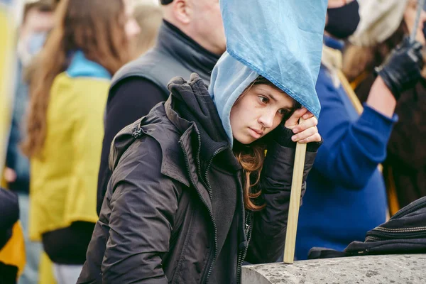 Downing Street Londres 2022 Protesta Del Pueblo Ucraniano Miles Personas — Foto de Stock