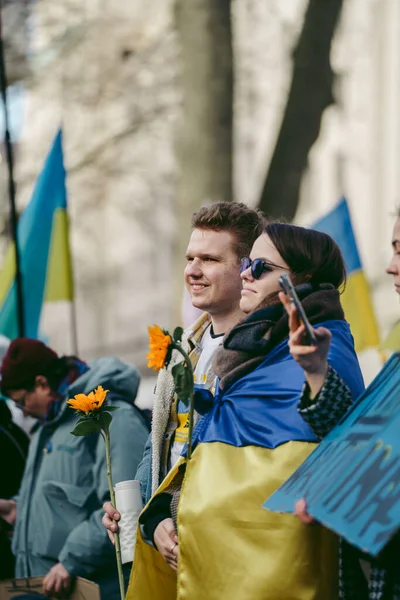Downing Street Londres Reino Unido 2022 Protesto Povo Ucraniano Milhares — Fotografia de Stock