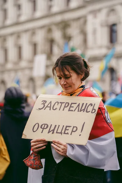 Downing Street Londres Xouk 2022 Manifestation Populaire Ukrainienne Des Milliers — Photo