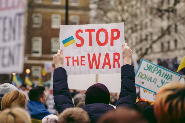 Downing Street Londres 2022 Protesta Del Pueblo Ucraniano Miles Personas — Foto de Stock