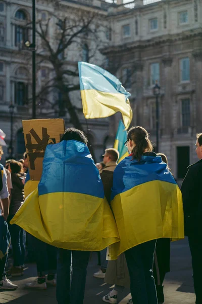 Даунінг Стріт Лондон Велика Британія 2022 Протести Українського Народу Тисячі — стокове фото