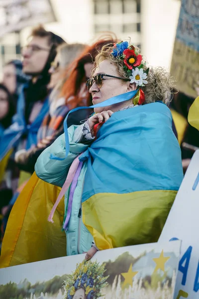 Downing Street London Storbritannien 2022 Ukrainska Folket Protesterar Tusentals Samlas — Stockfoto