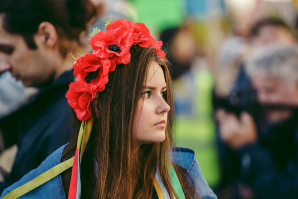 伦敦唐宁街 2022 乌克兰人民举行抗议活动 数千人聚集在一起 要求英国政府 欧盟和美国对俄罗斯实施更严厉的制裁 以制止乌克兰战争 — 图库照片