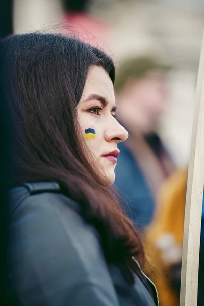 Trafalgar Square Londres 2022 Manifestation Populaire Ukrainienne Des Milliers Personnes — Photo