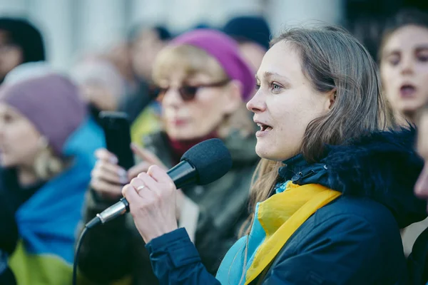 Russian Embassy London 2022 Ukrainian People Protest Thousands Gather Demand — Stock Photo, Image