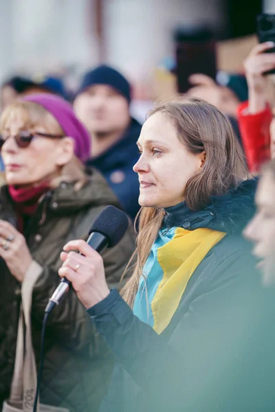 Russian Embassy London 2022 Ukrainian People Protest Thousands Gather Demand — Stock Photo, Image