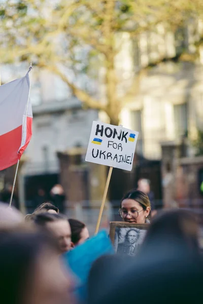 Embaixada Rússia Londres Reino Unido 2022 Protesto Povo Ucraniano Milhares — Fotografia de Stock
