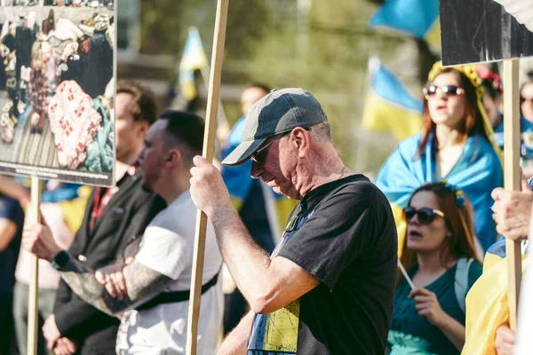 Downing Street Londen 2022 Oekraïense Mensen Protesteren Duizenden Verzamelen Zich — Stockfoto