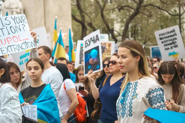 Budapest Hongrie 2022 Des Gens Avec Des Drapeaux Budapest Rassemblent — Photo