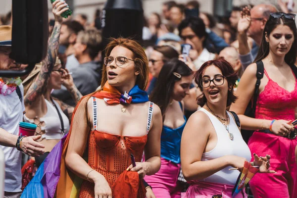 London 2022 People Flags Banners Celebrating London Lgbtq Pride Parade —  Fotos de Stock