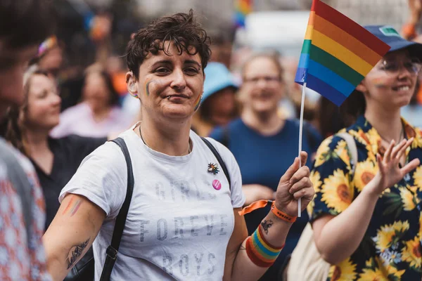 Londres Reino Unido 2022 Arco Iris Sordo Con Banderas Pancartas — Foto de Stock