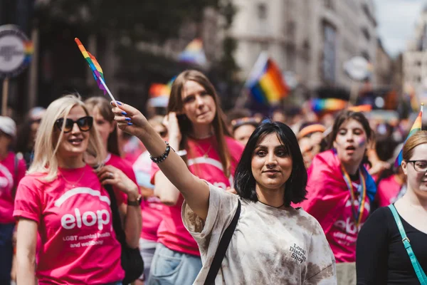 London 2022 Elop Flags Banners Celebrating London Lgbtq Pride Parade — Stock fotografie