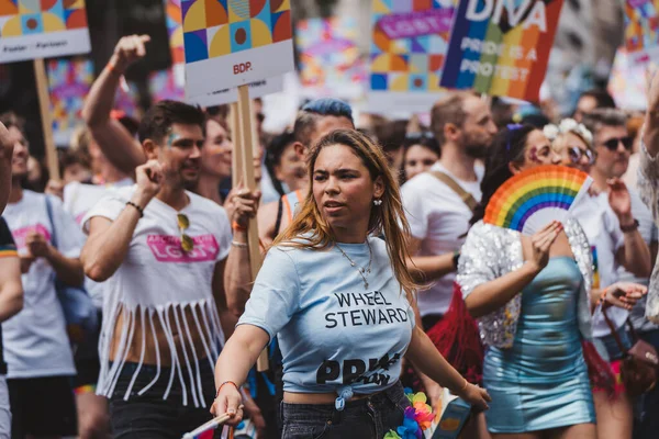 London 2022 People Flags Banners Celebrating London Lgbtq Pride Parade —  Fotos de Stock