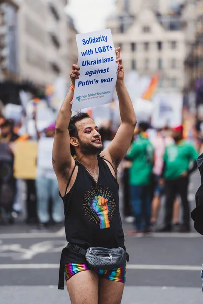 London 2022 People Flags Banners Celebrating London Lgbtq Pride Parade — Zdjęcie stockowe