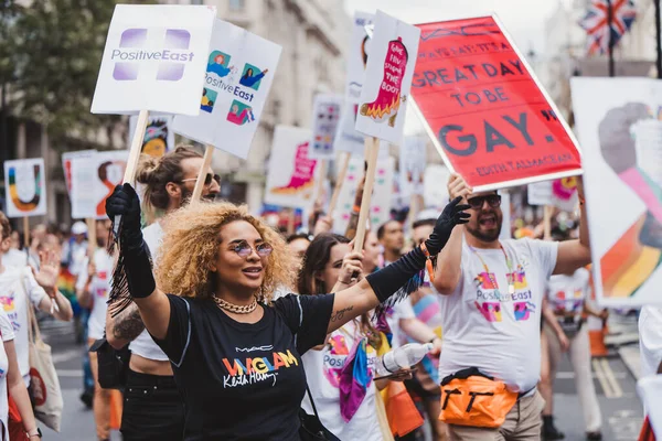 London 2022 People Flags Banners Celebrating London Lgbtq Pride Parade — Zdjęcie stockowe