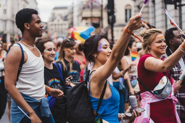 London 2022 People Flags Banners Celebrating London Lgbtq Pride Parade — Stockfoto