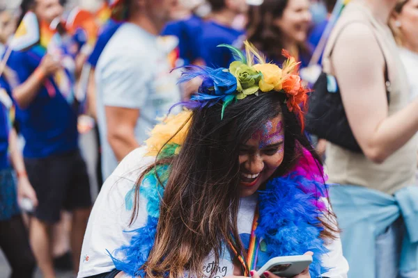 London 2022 People Flags Banners Celebrating London Lgbtq Pride Parade — Stock Fotó