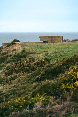 Jersey Adası 'ndaki (Manş Adaları, İngiltere) sahil uçurumlarının ve plajların güzel doğa manzarası)