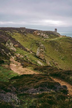 Jersey Adası 'ndaki (Manş Adaları, İngiltere) sahil uçurumlarının ve plajların güzel doğa manzarası)