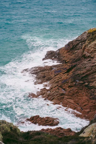 Чудовий Вид Узбережжя Джерсі Острови Маншу Холодний Хмарний День — стокове фото