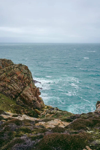 Красивый Вид Море Острове Джерси Нормандские Острова Холодный Облачный День — стоковое фото