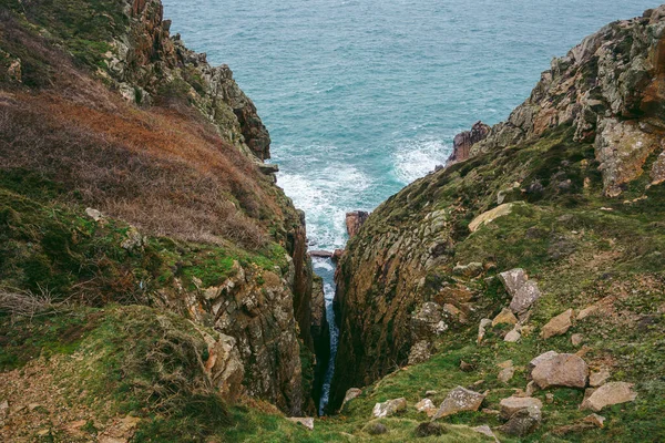 Прекрасний Краєвид Прибережних Скель Пляжів Острові Джерсі Нормандські Острови Велика — стокове фото