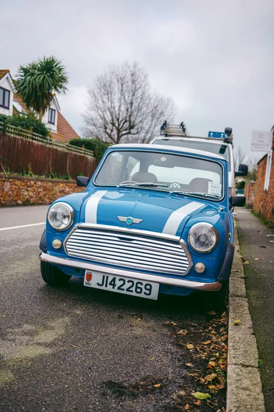 Jersey Island Channel Island 2022 Vintage Blue Color Mini Cooper — 스톡 사진