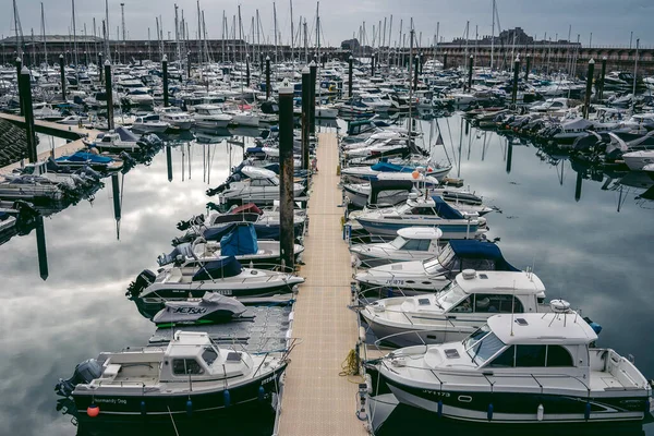 Jersey Island Channel Island 2022 Boats Moored Low Tide Elizabeth — Stock Photo, Image