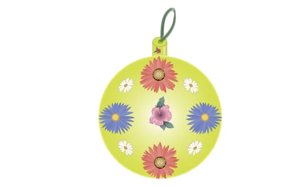 Bola de Natal decorada com flores —  Vetores de Stock