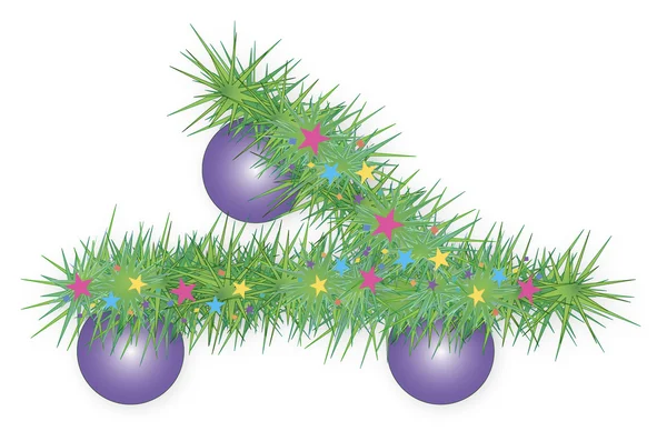 Festive Christmas tree branch — Stock Vector
