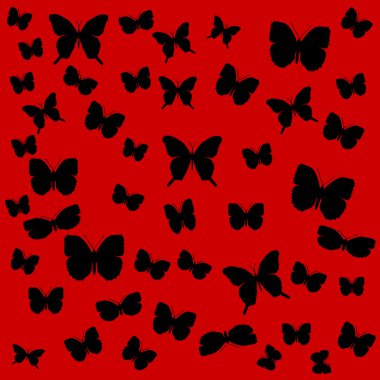 Kelebekler Kırmızı bir arka plan üzerinde