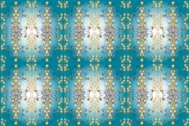 Raster illüstrasyonu. Duvar kağıtları, giysiler, erkekler ve kızlar için soyut, pürüzsüz desen. Basit bir şekilde. Kusursuz desenli çiçekler ve çiçek desenli çizimler. Mavi, bej ve nötr renklerde bukleler.
