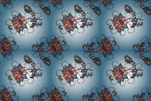 소름끼치는 패턴입니다 수채화 수채화 계곡의 꽃들은 파란색 래스터 재고품 — 스톡 사진