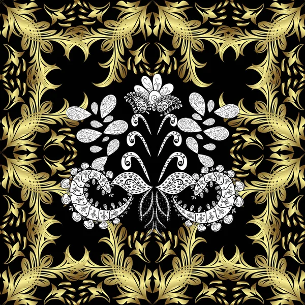 Nahtloses Goldenes Muster Vektor Orientalisches Ornament Goldenes Muster Mit Weißen — Stockvektor